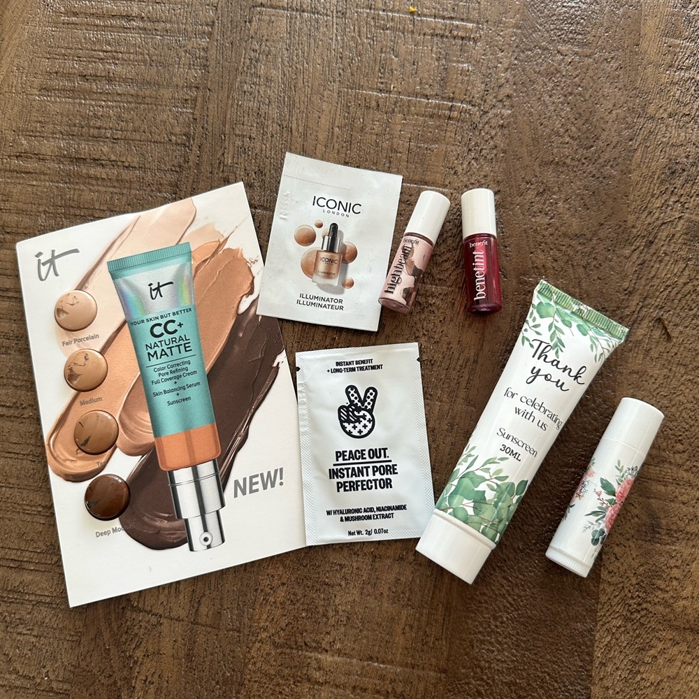 Bundle of makeup - Benetint, Benefit Highbeam, It CC Cream, Iconic London, Peace
